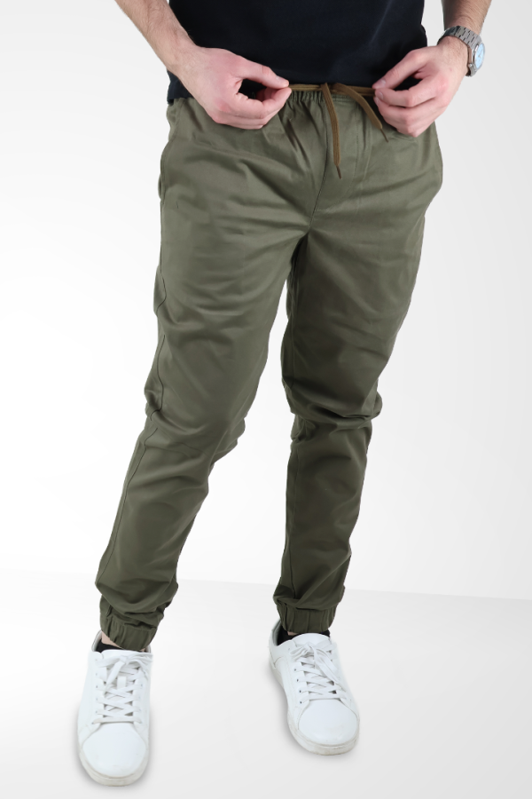 Jogger Casual Con Elástico En Cintura Verde Militar Para Hombre